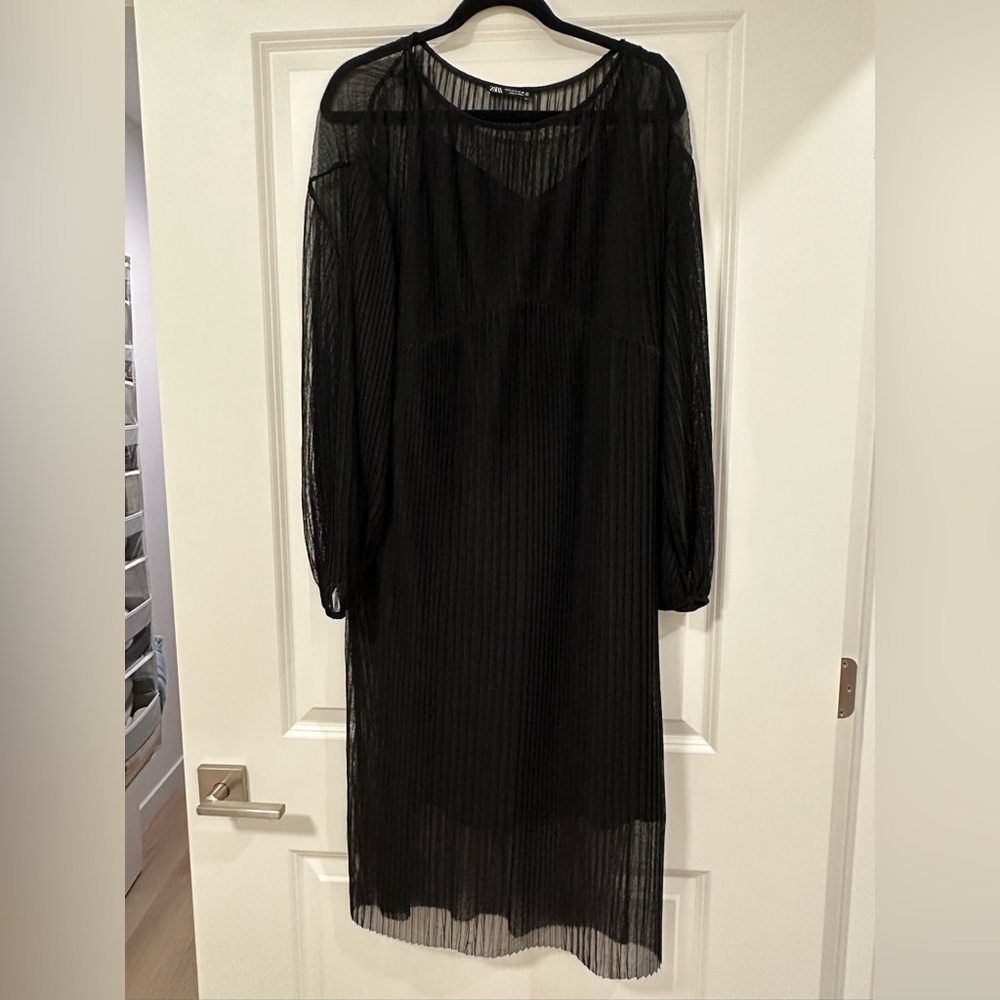 Zara Elegant Black Sheer Dress